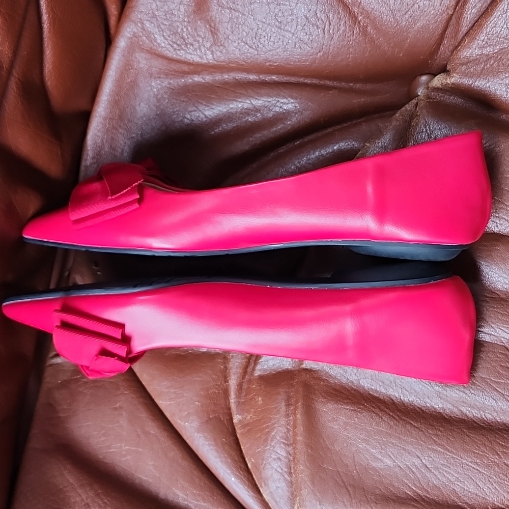 C Paravano Red Ballet Flats With bows. SZ.36. ( They R Red) Not Pink. - Picture 6 of 8